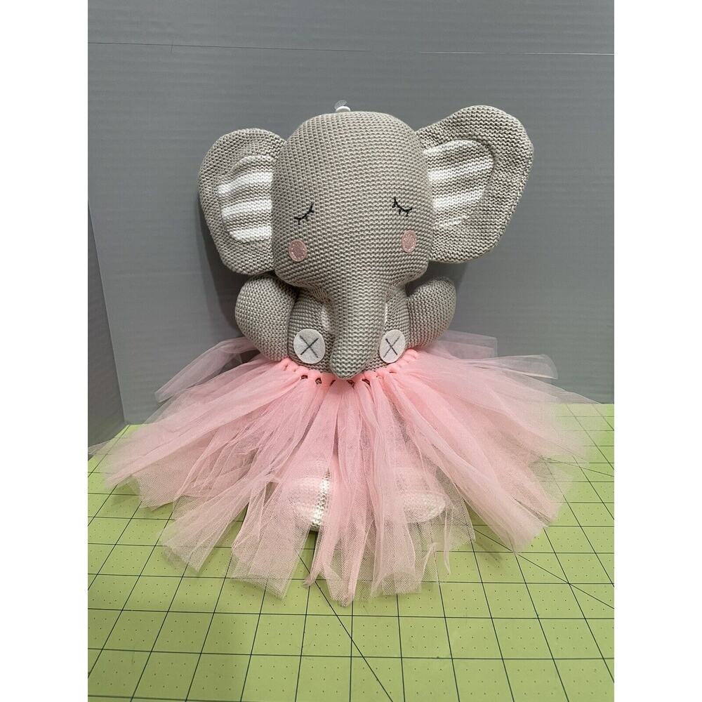 Theodore Elephant Ballerina Pink Tutu Knitted Rattle Baby Plush Stuffed Animal